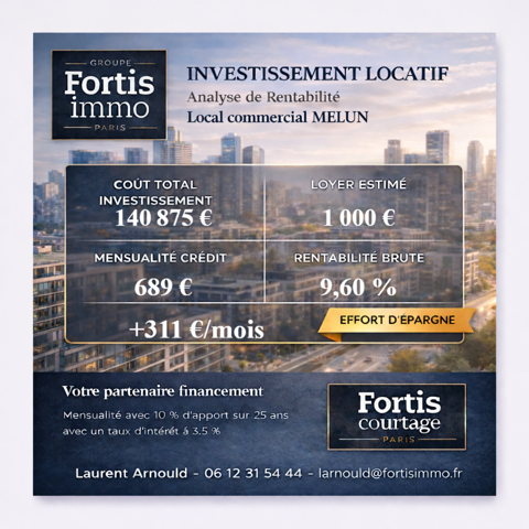 MELUN-LOCAL COMMERCIAL DE 53M2 (NON LOUÉ)