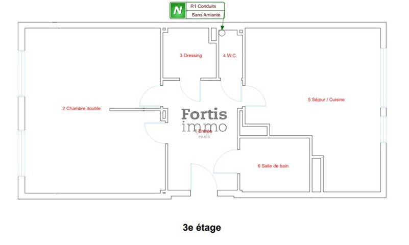 PARIS 18 – APPARTEMENT T3 DE 52.5 M² A RENOVER